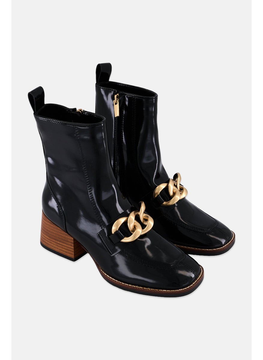 STEVE MADDEN - Women Zip Closure Leather Ankle Boots, Black - Image 1