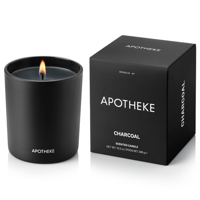 APOTHEKE Signature Scented Candles for Home, Charcoal 10.5 oz Soy Wax, Non Toxic, Large Jar Black Luxury Candle Gifts for Women & Men Cedarwood, Sandalwood, Oud, and Amber - Image 3