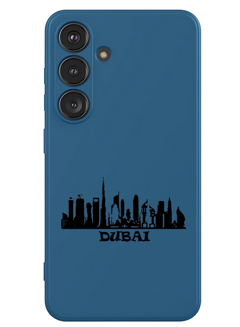 Theodor Protective Slim Fit Case Liquid Silicone Cover with Full Body Protection Anti-Scratch Shockproof Case For Samsung Galaxy S25 (Blue) - Dubai Skyline - Image 1