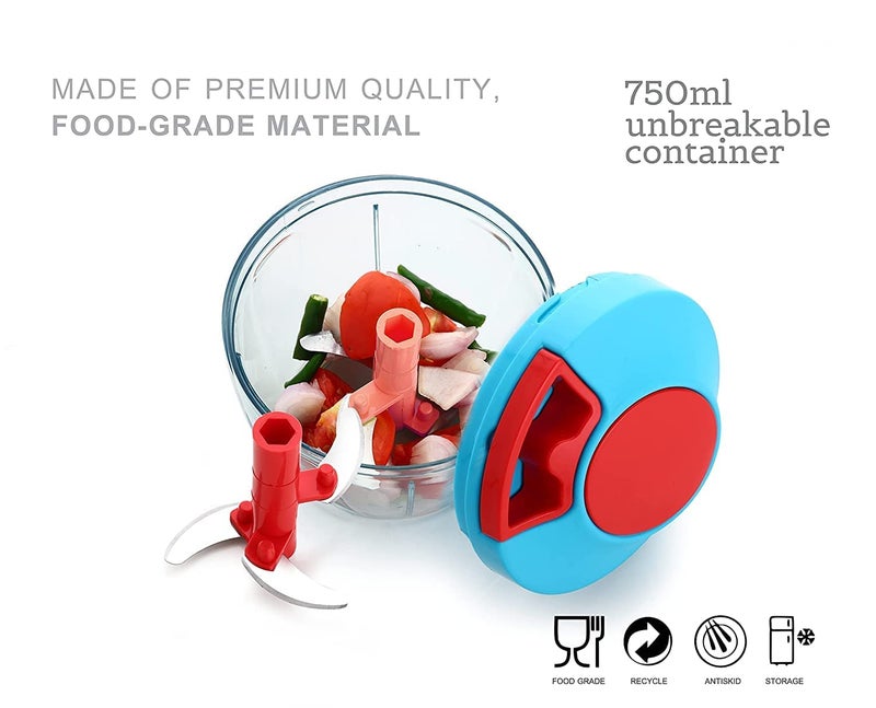 Nicolette Wonder Kitchen Dori Handy Vegetable and Fruit Manual Onion Dry Fruit Salad Maker Vegetable Quick String Chopper Machine Cutter 3 Stainless Steel Blades  - Image 2