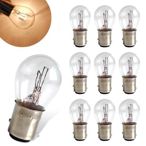 Flygun 10 PCS Car 1157 P215W S25 BAY15D Light Bulb Double Tail High and Low Brake Light Bulb Turn Signal Light Bulb LongerLife Replacement Universal Halogen Brake Tail Light Parking Light White - Image 1