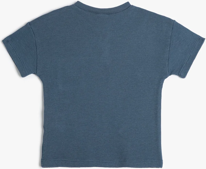 KOTON T-Shirt with Pockets Short Sleeve Crew Neck Corded Cotton