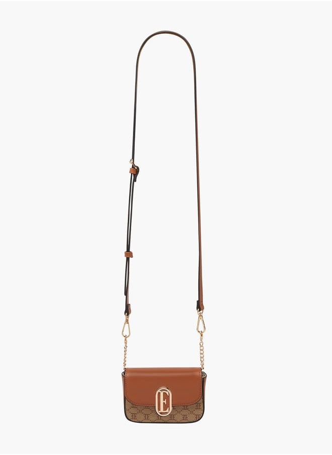ELLE Women Monogram Jacquard Textured Crossbody Bag with Adjustable Strap  - Image 2