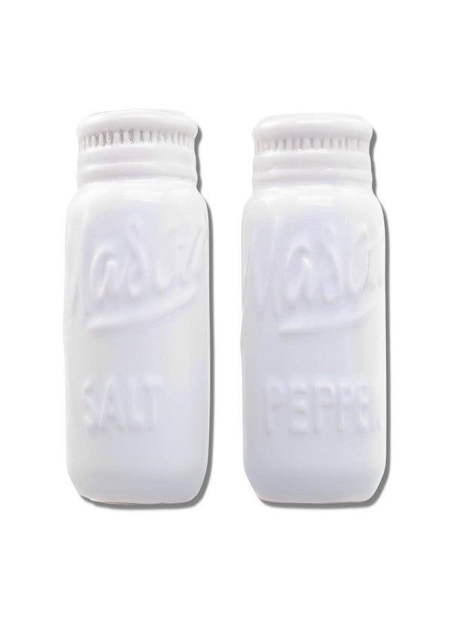 Goodscious Ceramic Salt and Pepper Shakers Set - Mason Jar White Salt and Pepper Shakers Set for Kitchen Accessories - Table Salt Shaker for Cooking - Vintage Salt & Pepper Shaker Sets for Seasoning (Set of 2) - Image 1