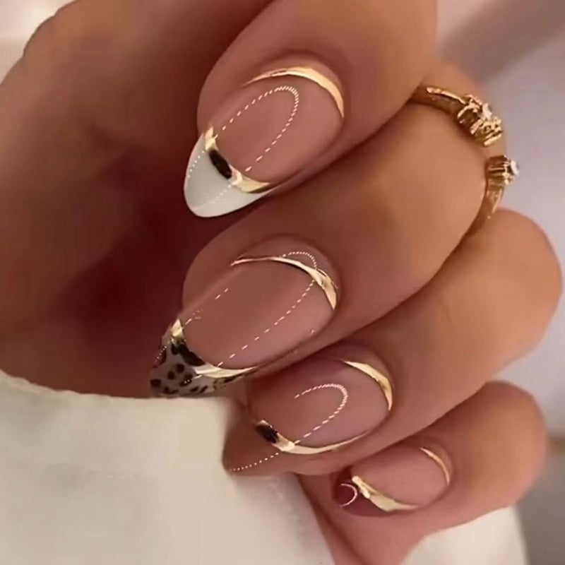 CTTHNBD 6 Pack Press on Nails - Almond, French Tip, Swirl, False, Gel - 144 Pcs, 12 Sizes, 6 Styles - Image 5