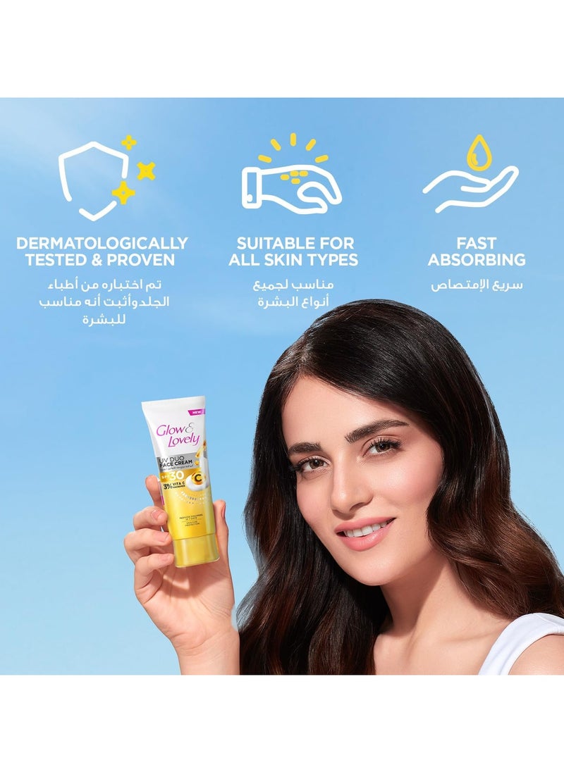 Glow & Lovely UV Duo Face Cream, SPF 30, with 3 percent Vita C and Niacinamide 50g  - Image 2