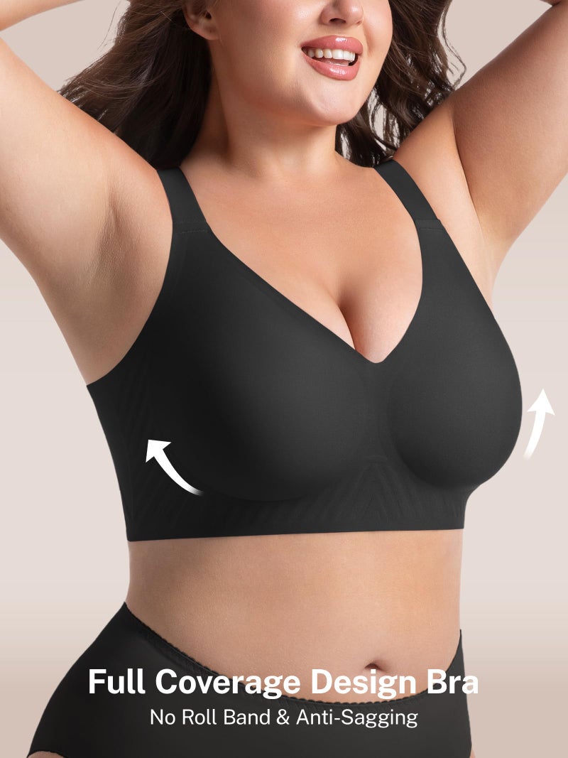 habibee Push Up Bras for Women Plus Size Wireless Full Coverage Bra for Large Breast, Seamless Everyday Bralette 32D-44D - Image 4