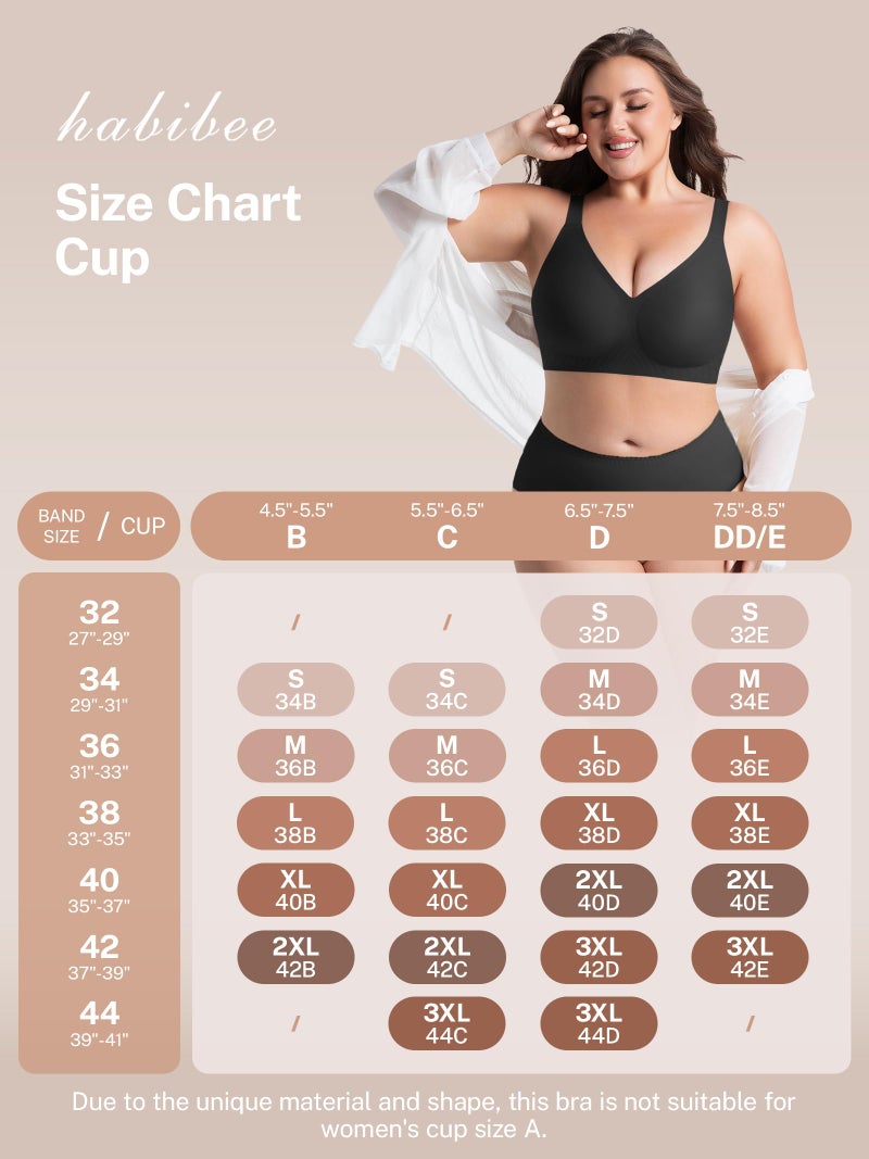 habibee Push Up Bras for Women Plus Size Wireless Full Coverage Bra for Large Breast, Seamless Everyday Bralette 32D-44D - Image 5