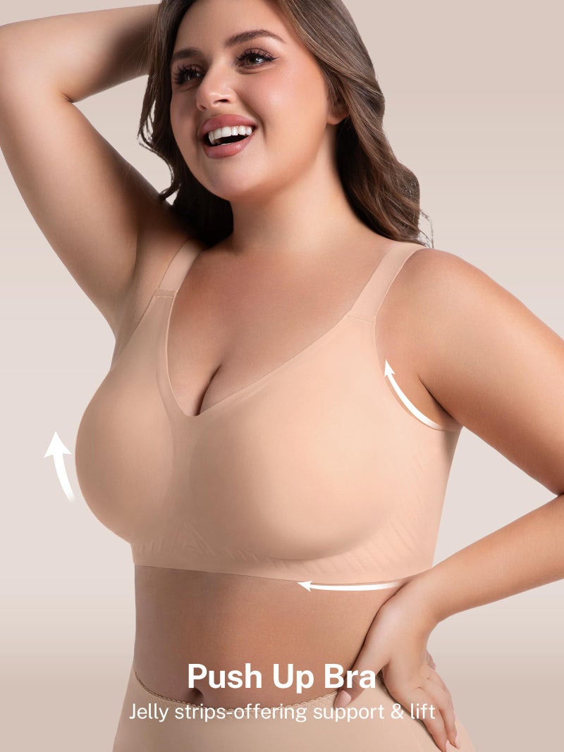 habibee Push Up Bras for Women Plus Size Wireless Full Coverage Bra for Large Breast, Seamless Everyday Bralette 32D-44D - Image 2