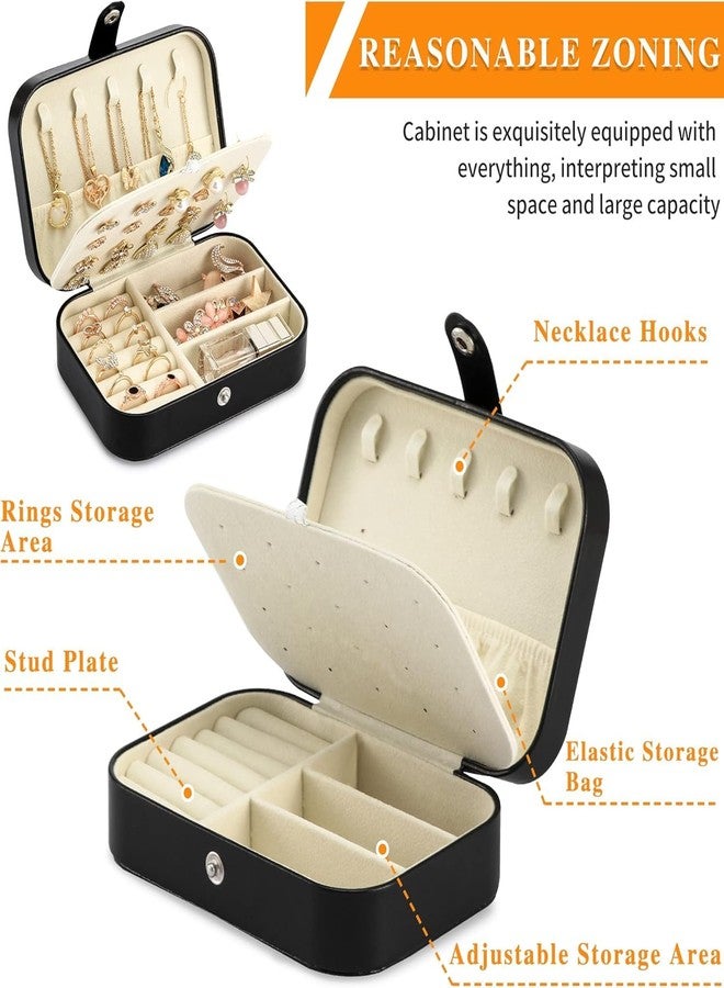 Jecrina Jewelry Boxes Travel Jewelry Organizer for Women Girls Small Jewelry Case for Rings Earrings Necklaces Bracelets etc (Black) - Image 4