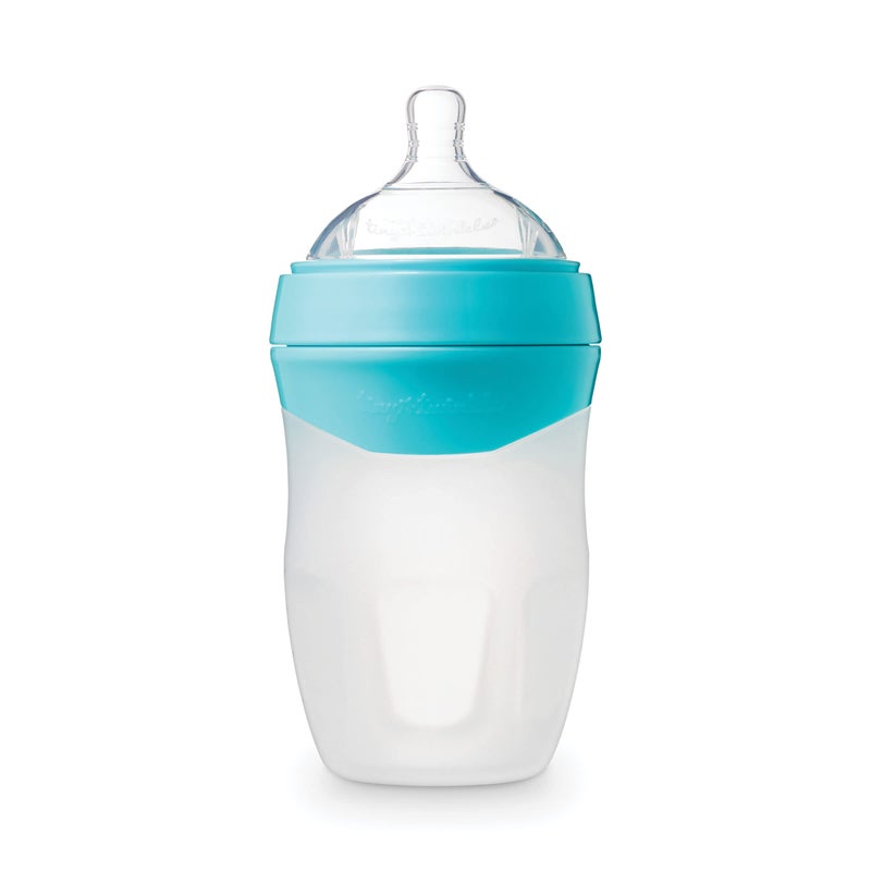 Tiny Twinkle Silicone Baby Bottle with Comfort Grip and Soft Flexible Nipple Squeezably Soft Baby Bottles for Newborn and Up Mint 8 Ounce