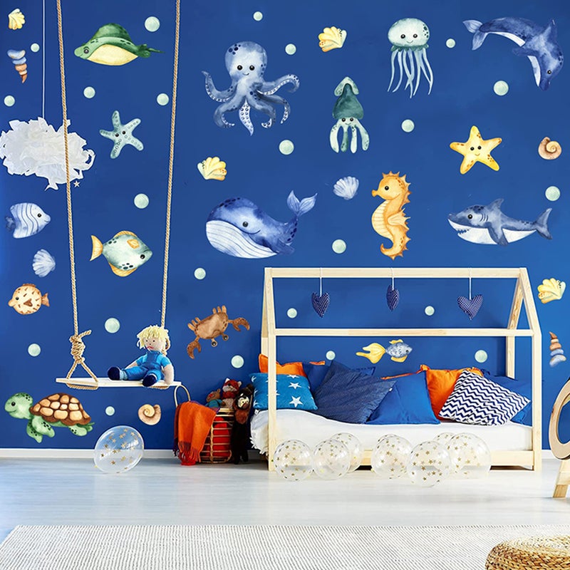 Kids Room Wall Decal Cartoon Design Ocean Scene Indoor Decal Decor Home Decor Flat Pvc Material 1Pcs - Image 5
