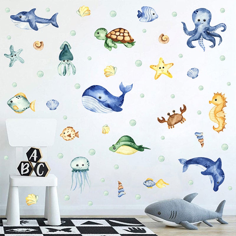 Kids Room Wall Decal Cartoon Design Ocean Scene Indoor Decal Decor Home Decor Flat Pvc Material 1Pcs - Image 4