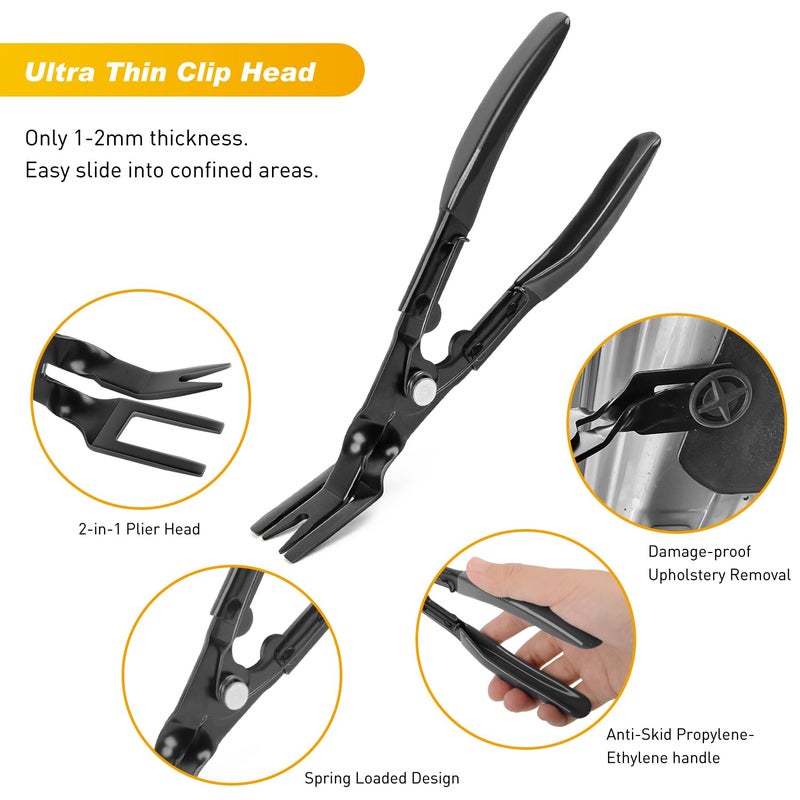GOOACC 19Pcs Trim Removal Tool Set Panel Fastener Clips Removal Automotive Plastic Upholstery Pliers Removal Install Removal Car Tool with Storage Bag for Trim Panel Audio Clip Pliers Terminal-Black - Image 5