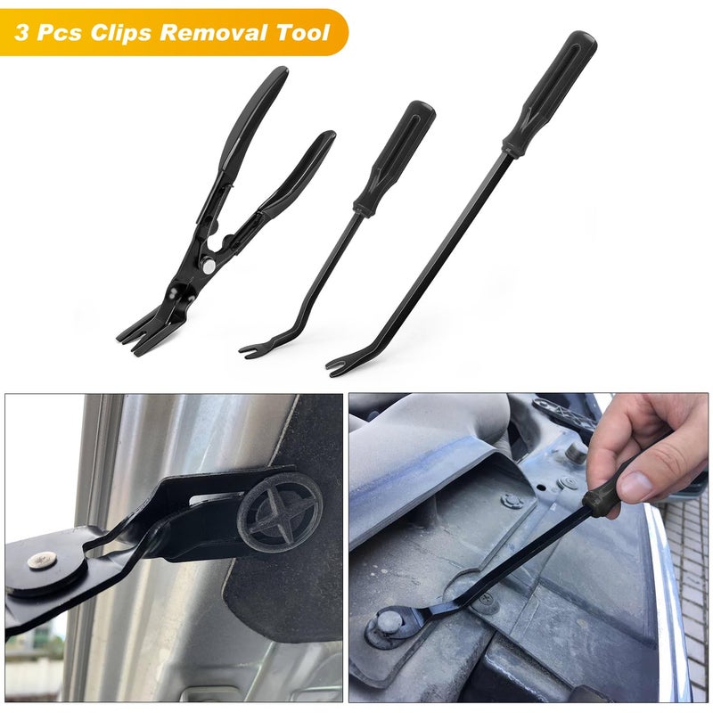 GOOACC 19Pcs Trim Removal Tool Set Panel Fastener Clips Removal Automotive Plastic Upholstery Pliers Removal Install Removal Car Tool with Storage Bag for Trim Panel Audio Clip Pliers Terminal-Black - Image 4