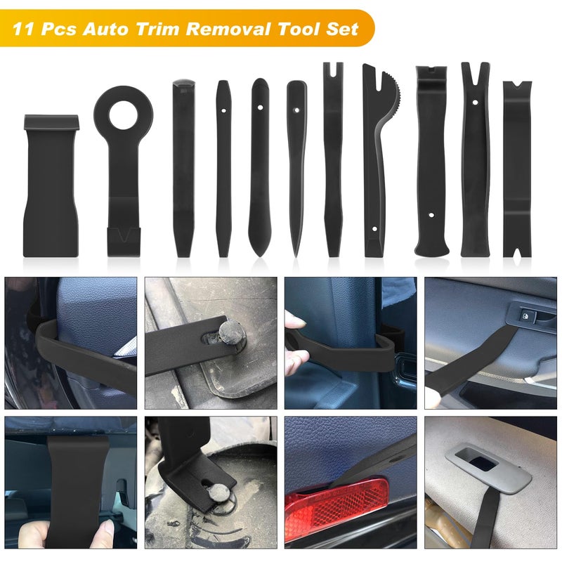 GOOACC 19Pcs Trim Removal Tool Set Panel Fastener Clips Removal Automotive Plastic Upholstery Pliers Removal Install Removal Car Tool with Storage Bag for Trim Panel Audio Clip Pliers Terminal-Black - Image 3