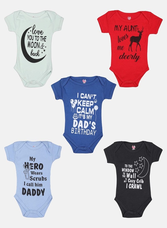 TiniBerry Baby Boys and Baby Girls Bodysuit nfants Regular Bodysuits Pack of 5 (3-6 Months, Boy's) - Image 2