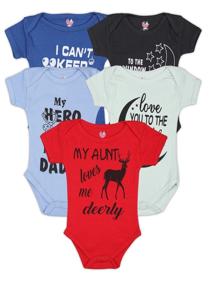 TiniBerry Baby Boys and Baby Girls Bodysuit nfants Regular Bodysuits Pack of 5 (3-6 Months, Boy's) - Image 1