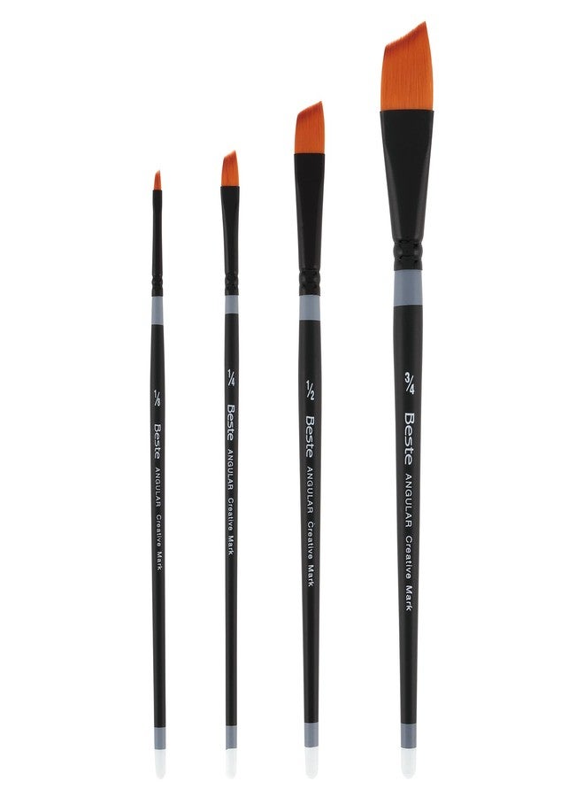 Creative Mark Beste Golden Taklon Gold Angular Set of 4 Artist Paint Brush, Professional Watercolor Brushes, for Acrylic Painting, Short Handle, Sharp Edges, Hand-Tied & Shaped - Image 3