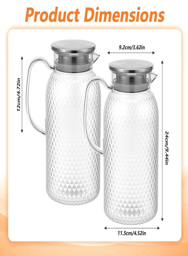 Neyauo 2Pack 2 Liter 68 Oz Plastic Pitchers with Handle and Lid, Clear Pitcher with Lid, Water Pitchers for Fridge, Large Iced Tea Pitcher, Plastic Water Jug for Coffee,Lemonade,Milk,Juice,Beverage Container - Image 2