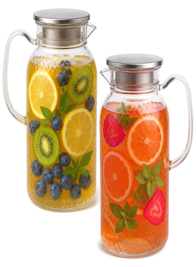 Neyauo 2Pack 2 Liter 68 Oz Plastic Pitchers with Handle and Lid, Clear Pitcher with Lid, Water Pitchers for Fridge, Large Iced Tea Pitcher, Plastic Water Jug for Coffee,Lemonade,Milk,Juice,Beverage Container - Image 1