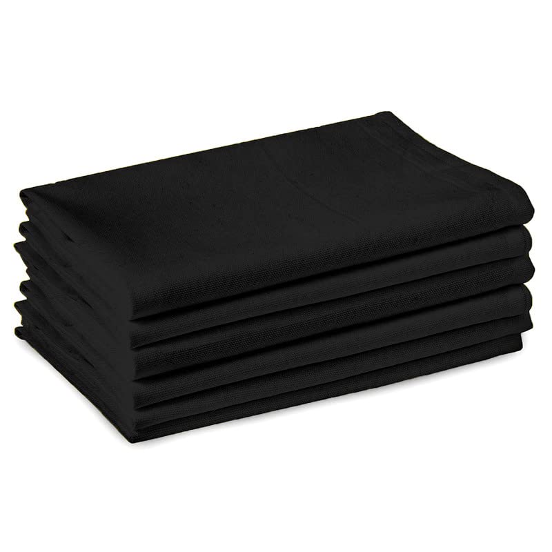 BIRDWING Dining Table Napkins 6 pcs Set of Large 43 x 43 cm (17 x 17 inch) - Black - Absorbent Heavy Cotton Party Fabric Machine Washable for Home Restaurant Banquet & Hotel - Image 1