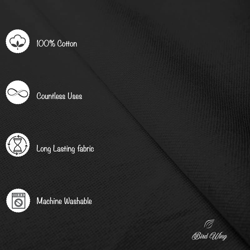 BIRDWING Dining Table Napkins 6 pcs Set of Large 43 x 43 cm (17 x 17 inch) - Black - Absorbent Heavy Cotton Party Fabric Machine Washable for Home Restaurant Banquet & Hotel - Image 2