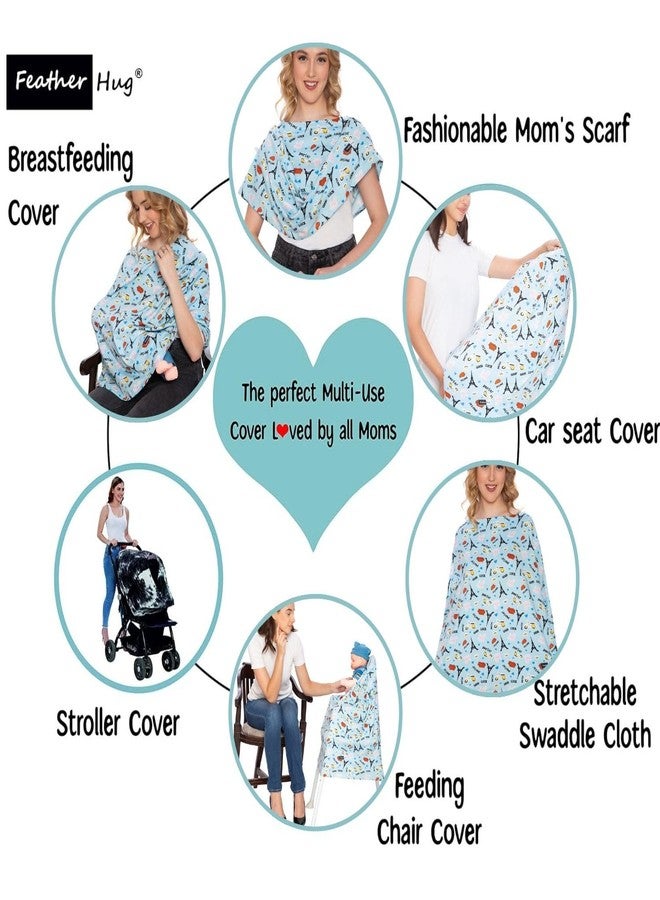 Feather Hug غطاء الرضاعة الطبيعية الفاخر Feather Hug® 360° - مئزر رضاعة للأم، غطاء رضاعة مطاطي للأم، غطاء رضاعة طبيعي قابل للتهوية (أزرق إيفل) - Image 2