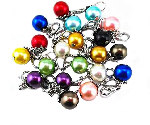 yueton 20pcs Colorful Pearl Dangle Charms Pendant with Lobster Clasp Jewelry Making Accessory Fit Floating Locket Charms Necklaces Silver - Image 1
