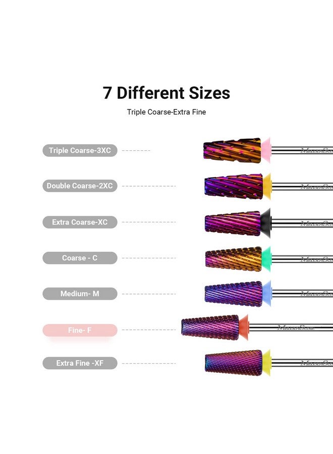 ميلودي سوزي رؤوس مثقاب أظافر احترافية 5 في 1 من ميلودي سوزي، رؤوس متعددة الوظائف من كربيد التنجستن، مقاس 3/32 بوصة، مناسبة للعناية بالأظافر والقدمين وتلميع جل البشرة، رؤوس فنية، لون بنفسجي، سلسلة بت-إم، رفيعة - Image 4