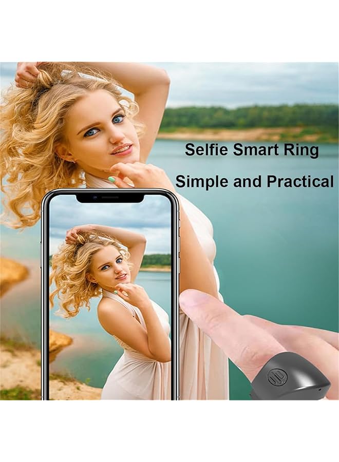 erorex Selfie Remote Control Recharging Bluetooth 5.1 Smart Ring Selfie Remote Control For Iphone And Android Wireless Remote Control Selfie Shutter For Photography And Video Recording Black 1 Pcs  - Image 2