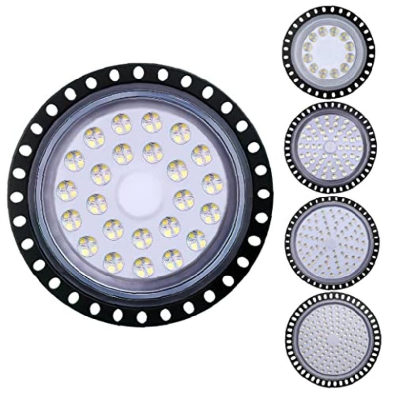 UFO High Bay Light، 200W 50000LM 6000K 6500K أبيض بارد مقاوم للماء إضاءة مستودع رفيعة جدًا إضاءة الخليج التجارية لمتجر المرآب ورشة عمل انخفاض استهلاك الطاقة - Image 1
