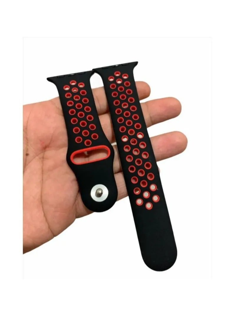 Apple Watchband Compatible with 42mm(Series 11/10)/41mm/40mm/38mm Strap for Apple Watch All Series Black/Red - Image 2
