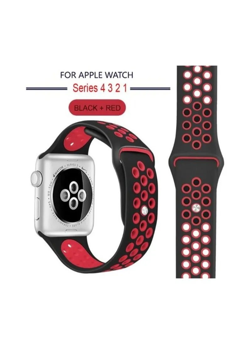 Apple Watchband Compatible with 42mm(Series 11/10)/41mm/40mm/38mm Strap for Apple Watch All Series Black/Red - Image 3