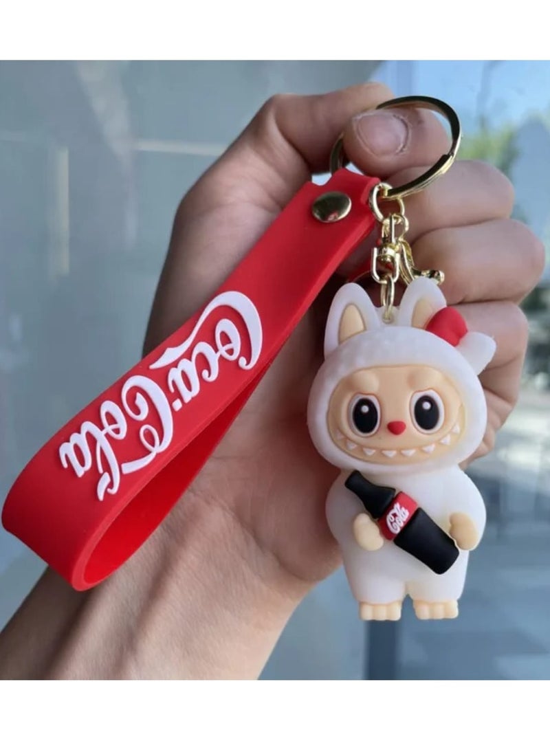 Coca-Cola Keychain For Women And Girls, Cute  Coca-Cola Labubu Doll Wristlet Accessories For Backpack Handbag Car Keys - Image 1