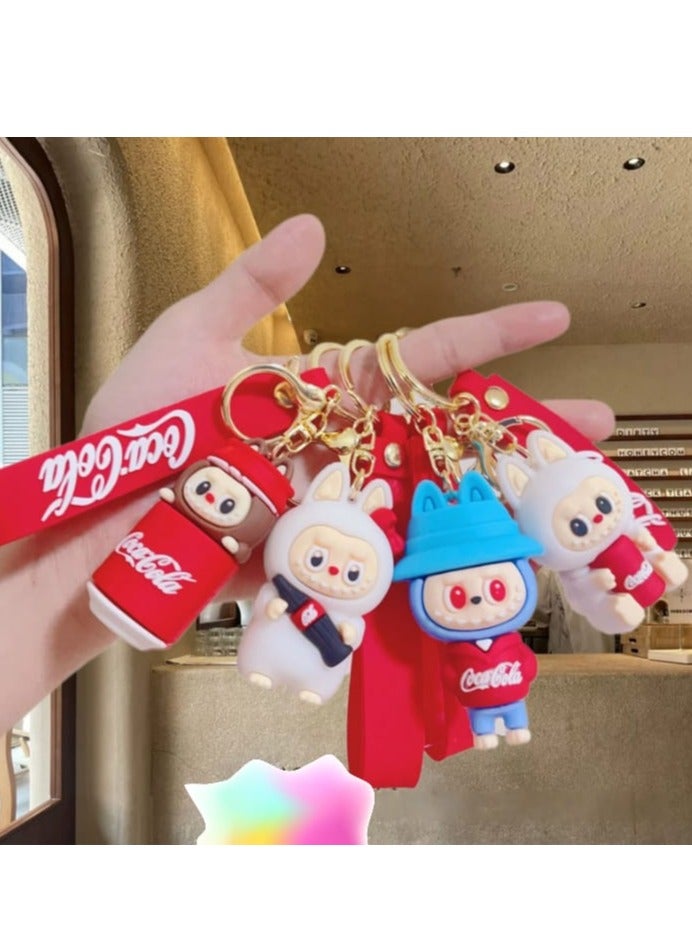 Coca-Cola Keychain For Women And Girls, Cute  Coca-Cola Labubu Doll Wristlet Accessories For Backpack Handbag Car Keys - Image 4