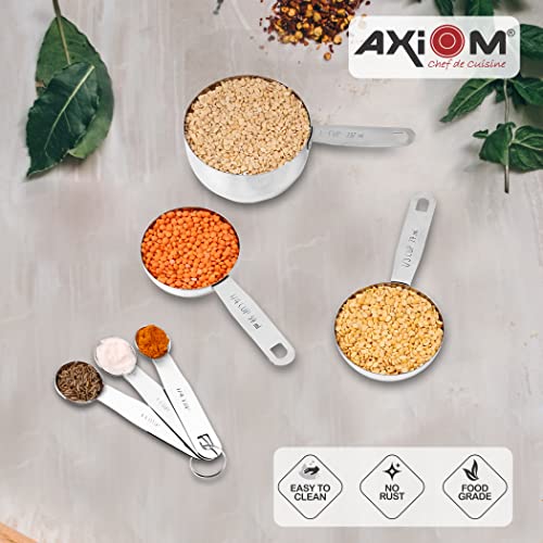 AXIOM Stainless Steel Measuring Cup and Spoon Set of 6 Pieces. 3 Measurement Spoons 3 Measurement Cups with ml Volume Measure Engraved on Metal Handle - Image 5