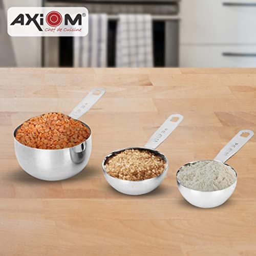 AXIOM Stainless Steel Measuring Cup and Spoon Set of 6 Pieces. 3 Measurement Spoons 3 Measurement Cups with ml Volume Measure Engraved on Metal Handle - Image 3