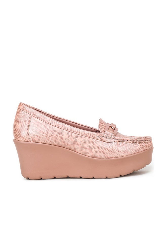 She Zone Peach Textured Embellished Wedges for Women - Image 1
