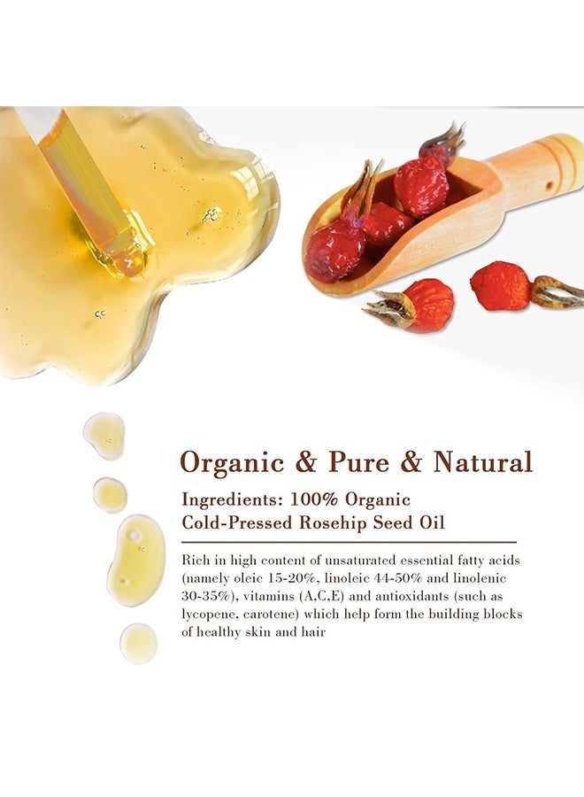 Jaysuing Rosehip Seed Oil For Face Natural Cold Pressed Unrefined Rosehip Oil For Skin Anti-Aging, Scar, Hair Moisturizer, Gua Sha Massage, Nails, 60ml - Image 3