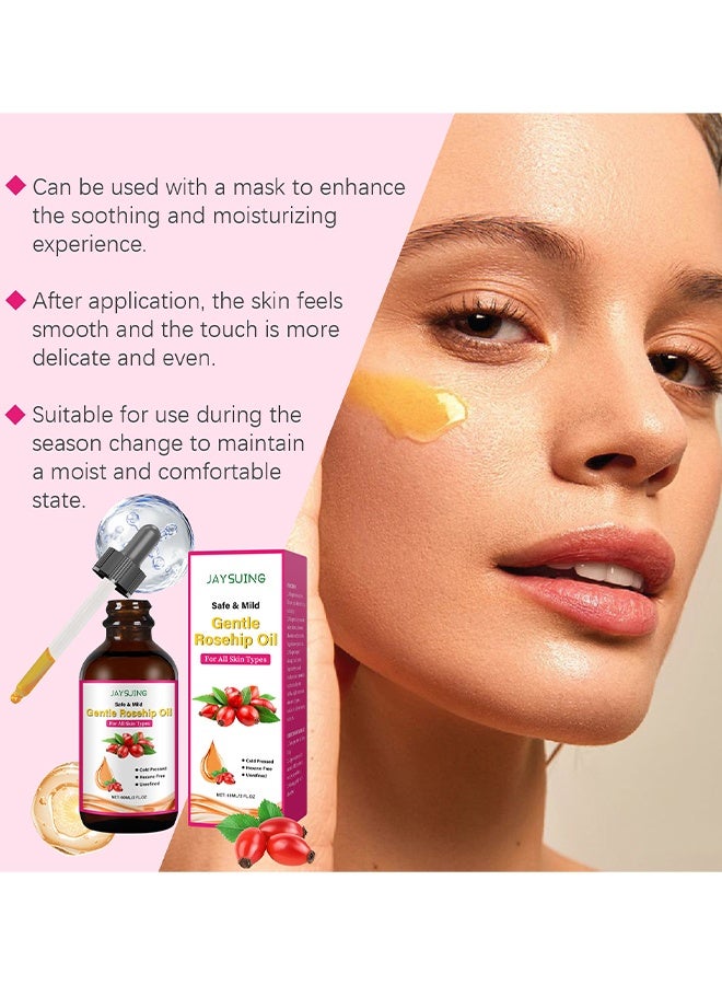 Jaysuing Rosehip Seed Oil For Face Natural Cold Pressed Unrefined Rosehip Oil For Skin Anti-Aging, Scar, Hair Moisturizer, Gua Sha Massage, Nails, 60ml - Image 5