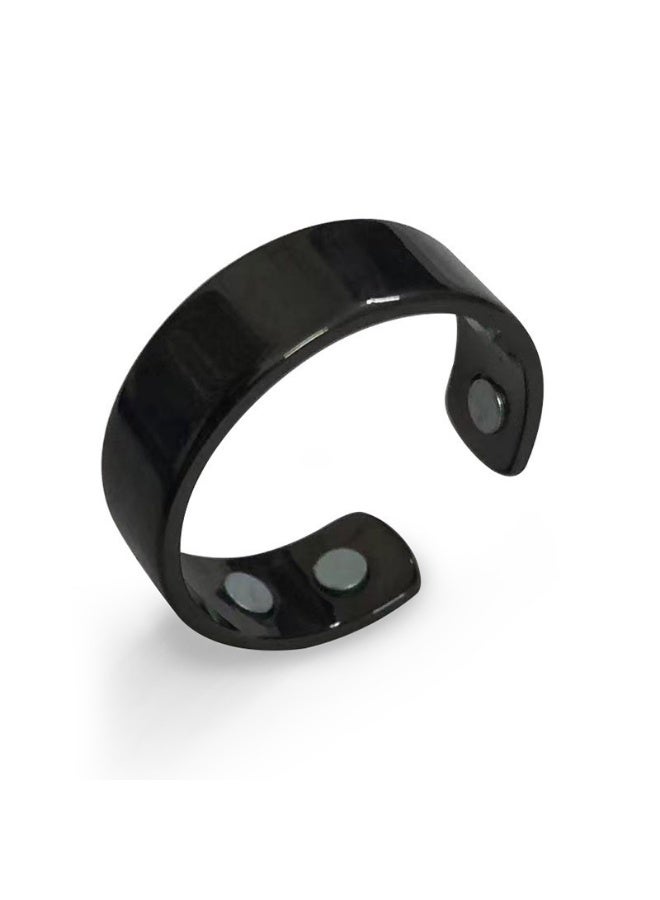 Magnetic Ring Stainless Steel Adjustable Health Ring Dual/Quad Magnetic Rings Promote Blood Circulation Black Open Design Health Ring - Image 1