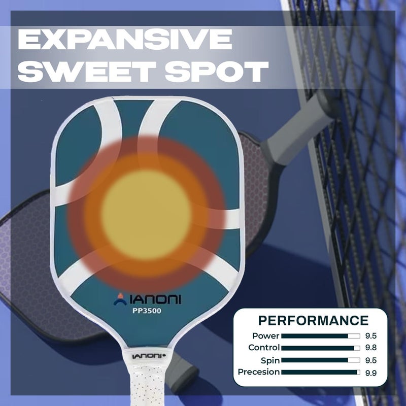 ianoni Pickleball Paddle Set – USAPA Approved Carbon Fiber Pickle Ball Rackets for Pros, Lightweight Graphite & Carbon Fiber Paddles with Honeycomb Core, 1 Padels, & Carry Bag (PR3400) - Image 5