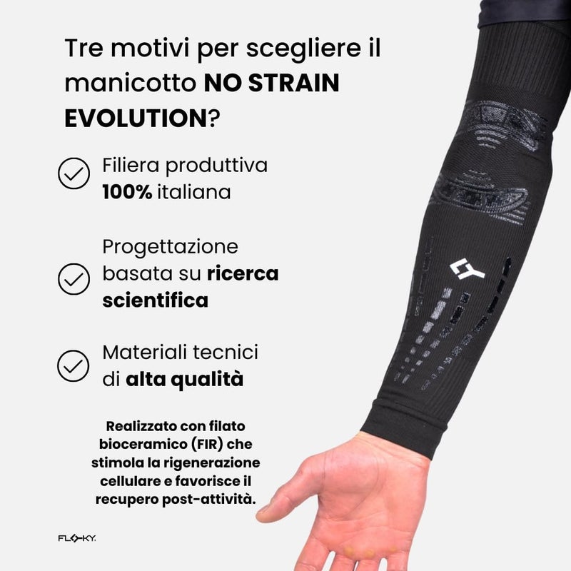 كم 1 قطعة من كم No Strain Evolution متعدد الرياضات. يقلل الاهتزاز، ويدعم الكوع والساعد. كم ضاغط، يثبت الأوتار والعضلات - Image 5