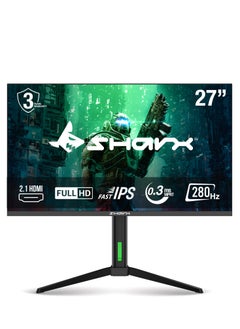 SHARX SHARX Gaming Monitor 27" (27F280I), OD 280hz Refresh Rate, 0.3ms (MPRT) Response Time, Fast IPS, Full HD, 2.1HDMI, Adjustable Stand, RGB Backlight, Free Sync, G-Sync Compatible.  - Image 1