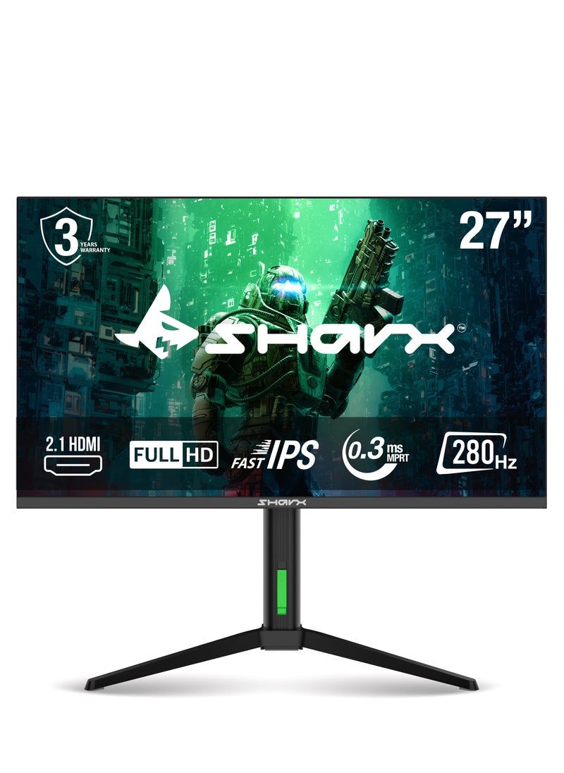 SHARX SHARX Gaming Monitor 27" (27F280I), OD 280hz Refresh Rate, 0.3ms (MPRT) Response Time, Fast IPS, Full HD, 2.1HDMI, Adjustable Stand, RGB Backlight, Free Sync, G-Sync Compatible.  - Image 1