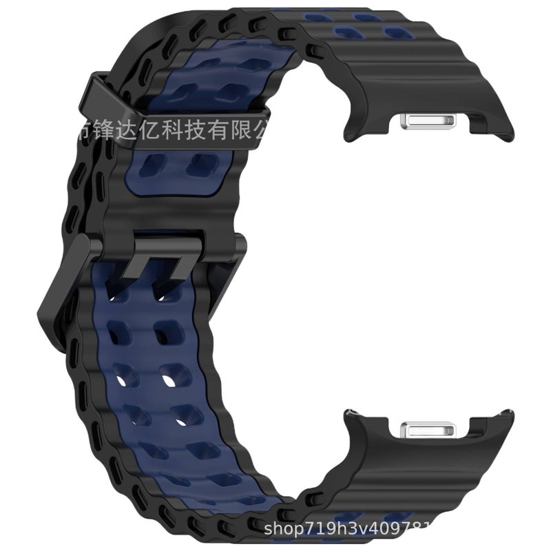 سوار ساعة ذكية رياضي من السيليكون متوافق مع Samsung Galaxy Watch 8 Classic بملاءمة قابلة للتعديل وحزام ناعم للاستبدال اليومي باللون أسود قابل للتعديل - Image 1