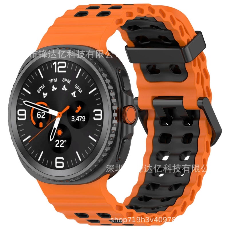 سوار ساعة ذكية رياضي من السيليكون متوافق مع Samsung Galaxy Watch 8 Classic بملاءمة قابلة للتعديل وحزام ناعم للاستبدال اليومي باللون أسود قابل للتعديل - Image 3