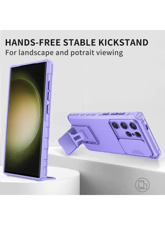 Q TRIPLE A Perfect Case for Samsung Galaxy S24 Ultra 5G, Military-Grade Shockproof Protective Case with Slider for Camera Lens Protection & Built-in Dual Functional Kickstand, vertical and horizontal viewing & Anti Fall Corner Bumpers Silicone Armor Shell (Purple) - Image 5