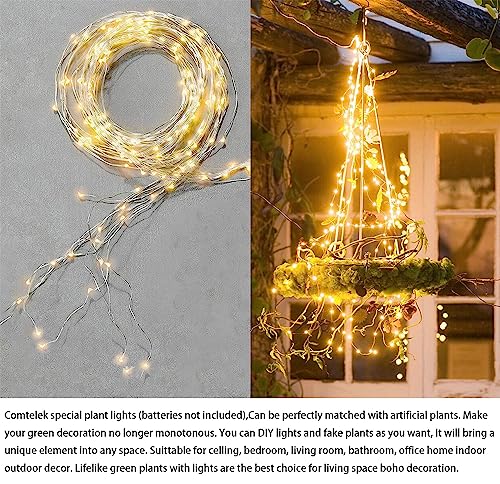 Comtelek Macrame Plant Hanger with Lights Indoor Hanging Planter Basket with Wood Beads Flower Pot Holder Handwoven Cotton Rope Tassels for Boho Home Window Decor 43.5 Inch, Ivory (POTS NOT Included) - Image 4